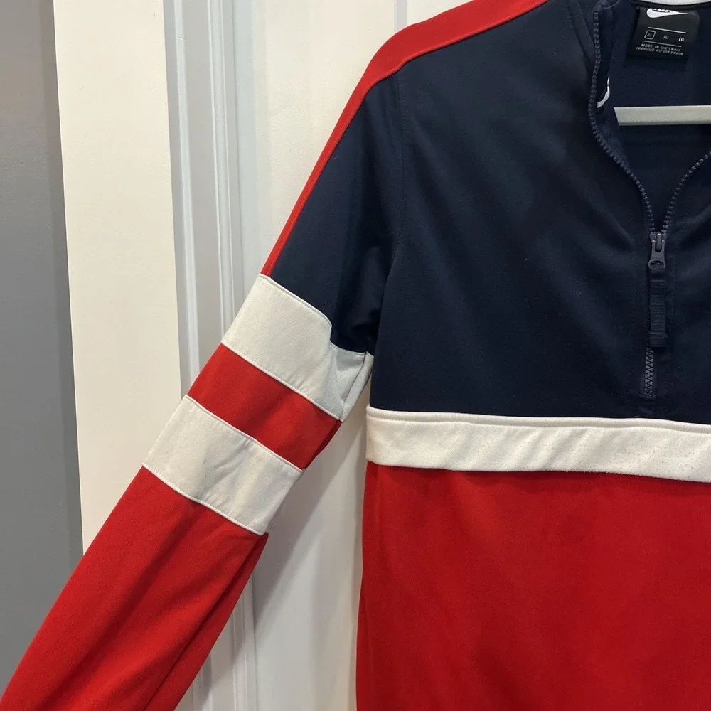 NIKE Men's NSW 1/2 Zip Pullover AIR JACKET Sz XL Red White Blue‎ Zip Pocket